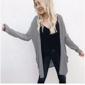 Carly Jean Los Angeles CJLA Sailor Kimono Cardigan Sweater Navy White Striped